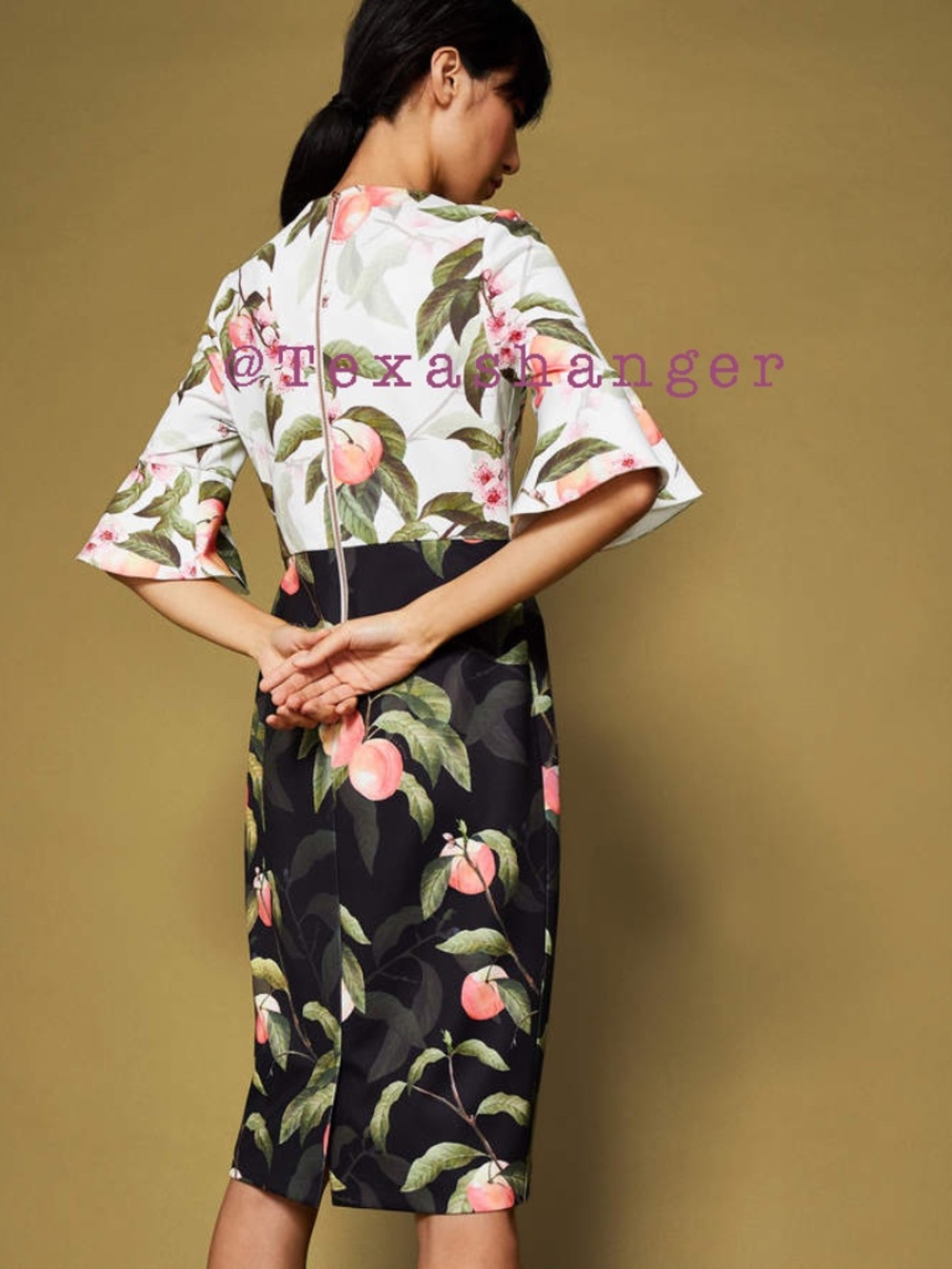 Ted Baker NWT Areea Midi Dress Size 8 Peach Blossom Print - Picture 7 of 16